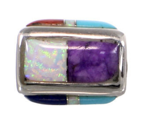 Multicolor Inlay Genuine Sterling Silver Bead Pendant AS32420