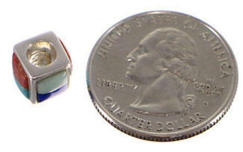 Multicolor Inlay Genuine Sterling Silver Bead Pendant AS32426