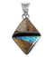 Authentic Sterling Silver Multicolor Inlay Pendant DS53849