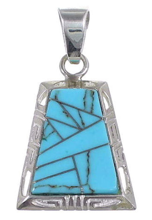 Turquoise Inlay And Genuine Sterling Silver Pendant DS43061