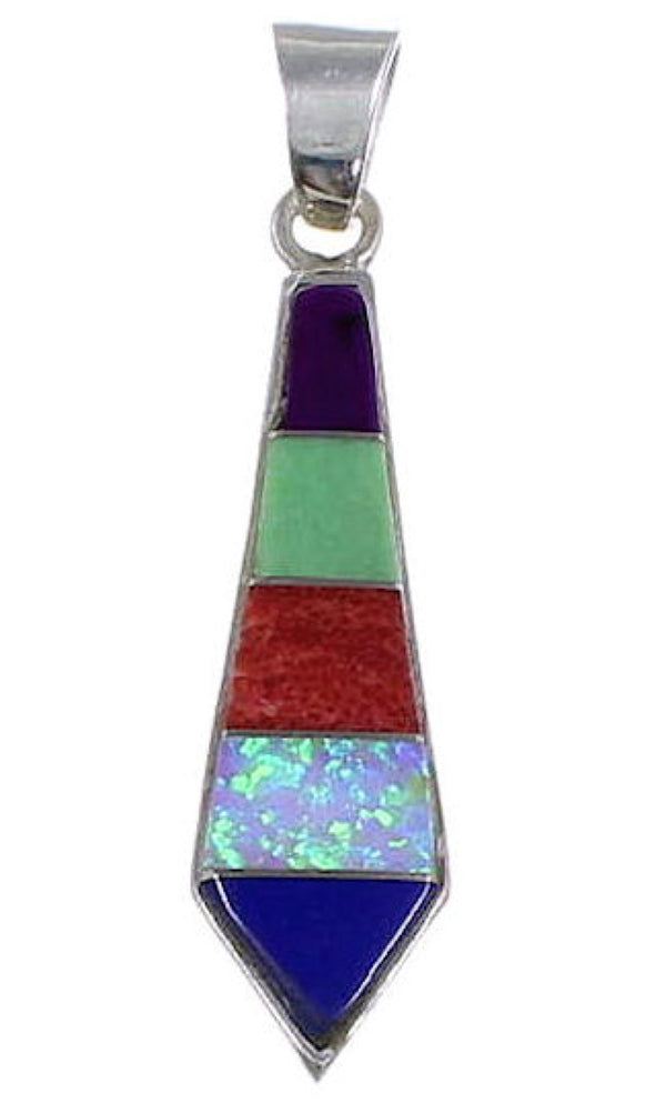 Lapis Multicolor Inlay Jewelry Genuine Sterling Silver Pendant HS31197