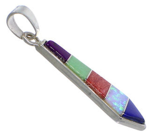 Lapis Multicolor Inlay Jewelry Genuine Sterling Silver Pendant HS31197