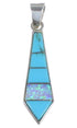 Turquoise and Opal Inlay Jewelry Sterling Silver Slide Pendant RS31897