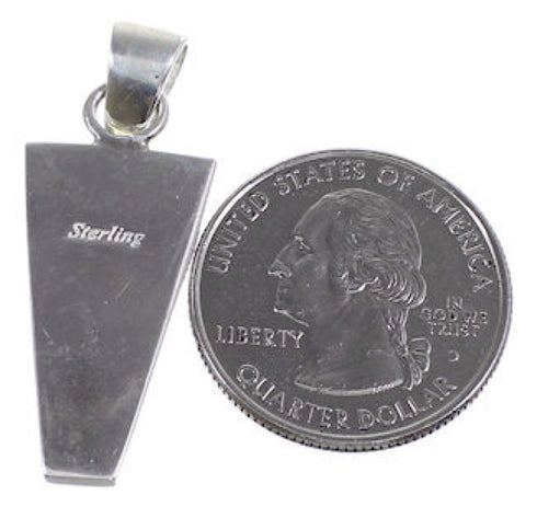 Southwest Turquoise Inlay Authentic Sterling Silver Pendant DS51898