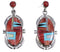 Red Oyster Shell Multicolor Inlay Silver Post Dangle Earrings NS33200