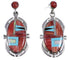 Red Oyster Shell Multicolor Inlay Silver Post Dangle Earrings NS33200