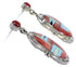 Red Oyster Shell Multicolor Inlay Silver Post Dangle Earrings NS33200