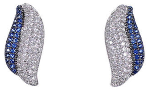 Blue And White Cubic Zirconia Post Earrings AS55253