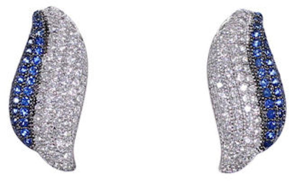 Blue And White Cubic Zirconia Post Earrings AS55253
