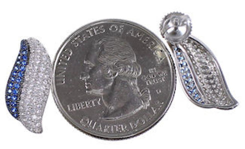 Blue And White Cubic Zirconia Post Earrings AS55253