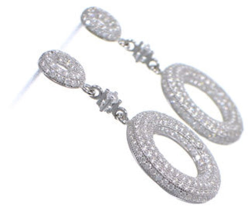 Sterling Silver And Cubic Zirconia Post Dangle Earrings DS55177