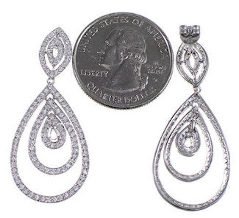Sterling Silver And Cubic Zirconia Post Dangle Earrings DS55181
