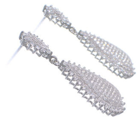 Authentic Sterling Silver Cubic Zirconia Post Dangle Earrings DS55208