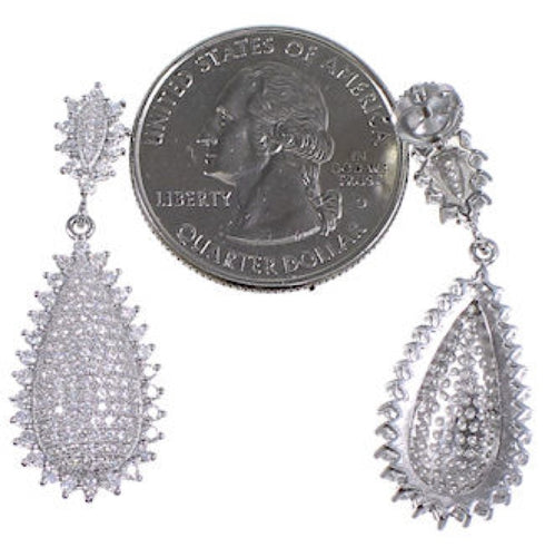 Authentic Sterling Silver Cubic Zirconia Post Dangle Earrings DS55208