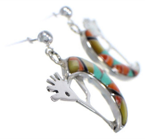 Oyster Shell Multicolor Whiterock Silver Kokopelli Earrings RS36107