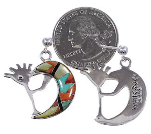 Oyster Shell Multicolor Whiterock Silver Kokopelli Earrings RS36107