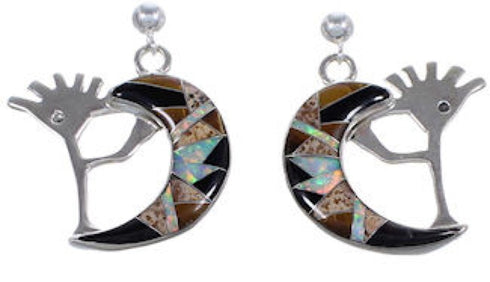 Whiterock Silver Opal Multicolor Inlay Kokopelli Post Earrings RS36133