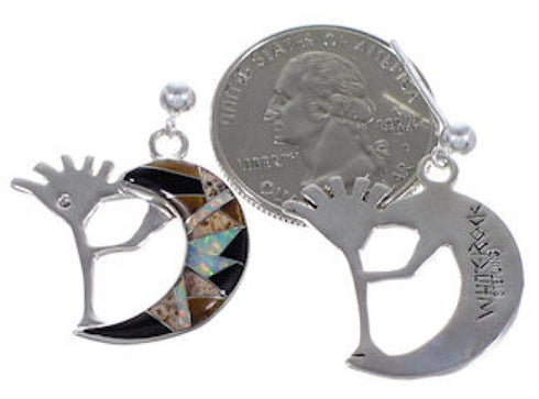 Whiterock Silver Opal Multicolor Inlay Kokopelli Post Earrings RS36133