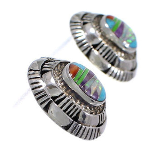 Turquoise Multicolor Jewelry Sterling Silver Post Earrings AS34554