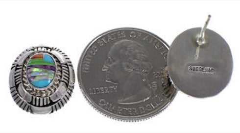 Turquoise Multicolor Jewelry Sterling Silver Post Earrings AS34554