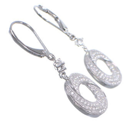 Cubic Zirconia Authentic Sterling Silver Hook Dangle Earrings DS55251