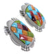 Genuine Sterling Silver Turquoise Multicolor Post Earrings DS41467