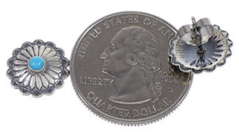 Genuine Sterling Silver Concho Turquoise Earrings TE1052