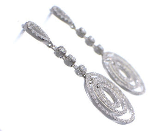 Genuine Sterling Silver Cubic Zirconia Post Dangle Earrings DS55193