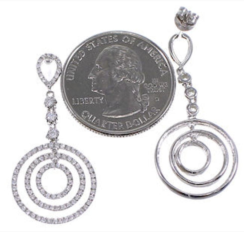 Genuine Sterling Silver Cubic Zirconia Post Dangle Earrings DS55193