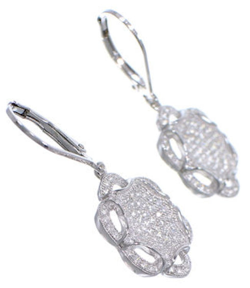 Sterling Silver Cubic Zirconia Hook Dangle Earrings Jewelry AS55302