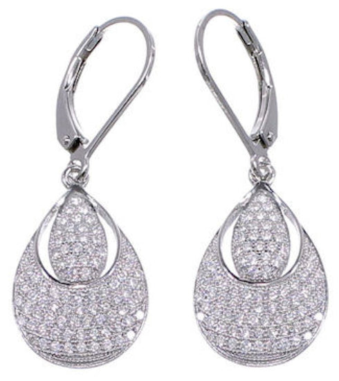 Cubic Zirconia And Sterling Silver Hook Dangle Earrings DS55252