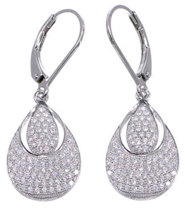 Cubic Zirconia And Sterling Silver Hook Dangle Earrings DS55252