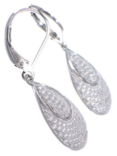 Cubic Zirconia And Sterling Silver Hook Dangle Earrings DS55252
