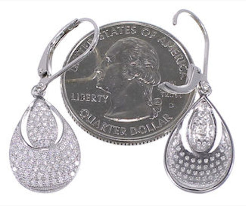 Cubic Zirconia And Sterling Silver Hook Dangle Earrings DS55252