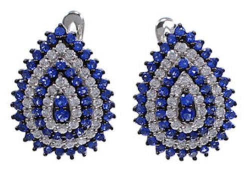 Blue And White Cubic Zirconia Post Earrings AS55255
