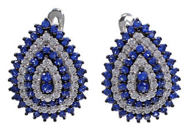 Blue And White Cubic Zirconia Post Earrings AS55255