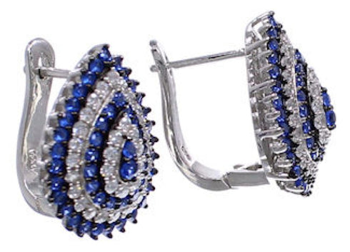 Blue And White Cubic Zirconia Post Earrings AS55255