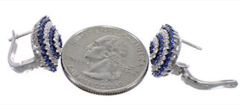 Blue And White Cubic Zirconia Post Earrings AS55255