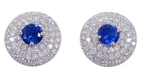 Blue White CZ Sterling Silver Post Earrings Jewelry AS55258