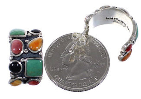 Multicolor Inlay Whiterock Sterling Silver Post Hoop Earrings NS39490