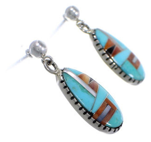 Genuine Sterling Silver Multicolor Post Dangle Earrings RS42646