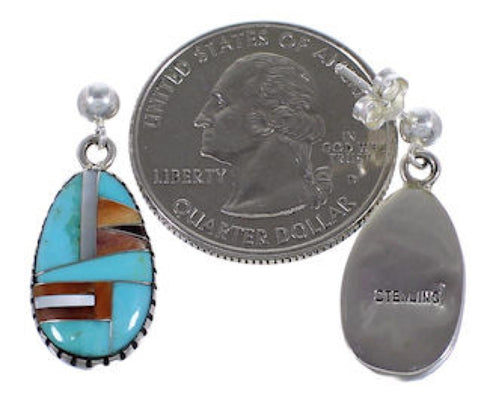 Genuine Sterling Silver Multicolor Post Dangle Earrings RS42646