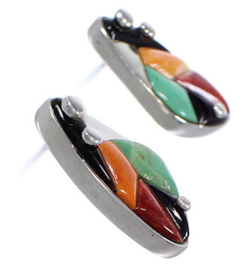 Turquoise Multicolor Whiterock Sterling Silver Post Earrings NS39521
