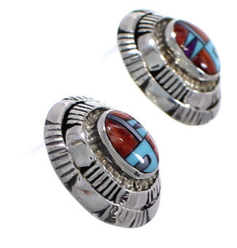 Southwest Jewelry Multicolor Sterling Silver Post Earrings NS50884