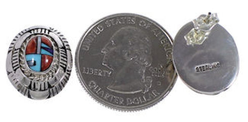 Southwest Jewelry Multicolor Sterling Silver Post Earrings NS50884