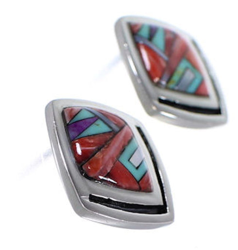 Multicolor Red Oyster Shell Sterling Silver Post Earrings RS42706