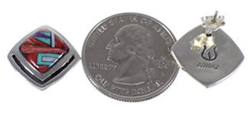 Multicolor Red Oyster Shell Sterling Silver Post Earrings RS42706