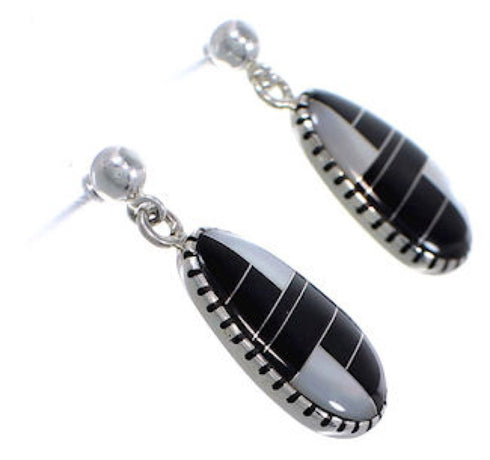Sterling Silver Black Jade Mother Of Pearl Earrings Jewelry RS42650