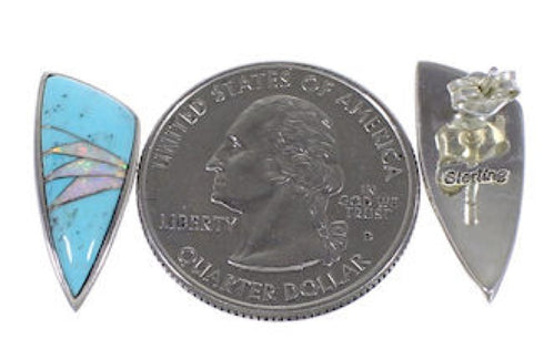Sterling Silver Turquoise and Opal Jewelry Post Earrings RS32361