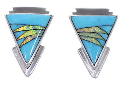 Genuine Sterling Silver Turquoise Opal Post Earrings Jewelry RS39864